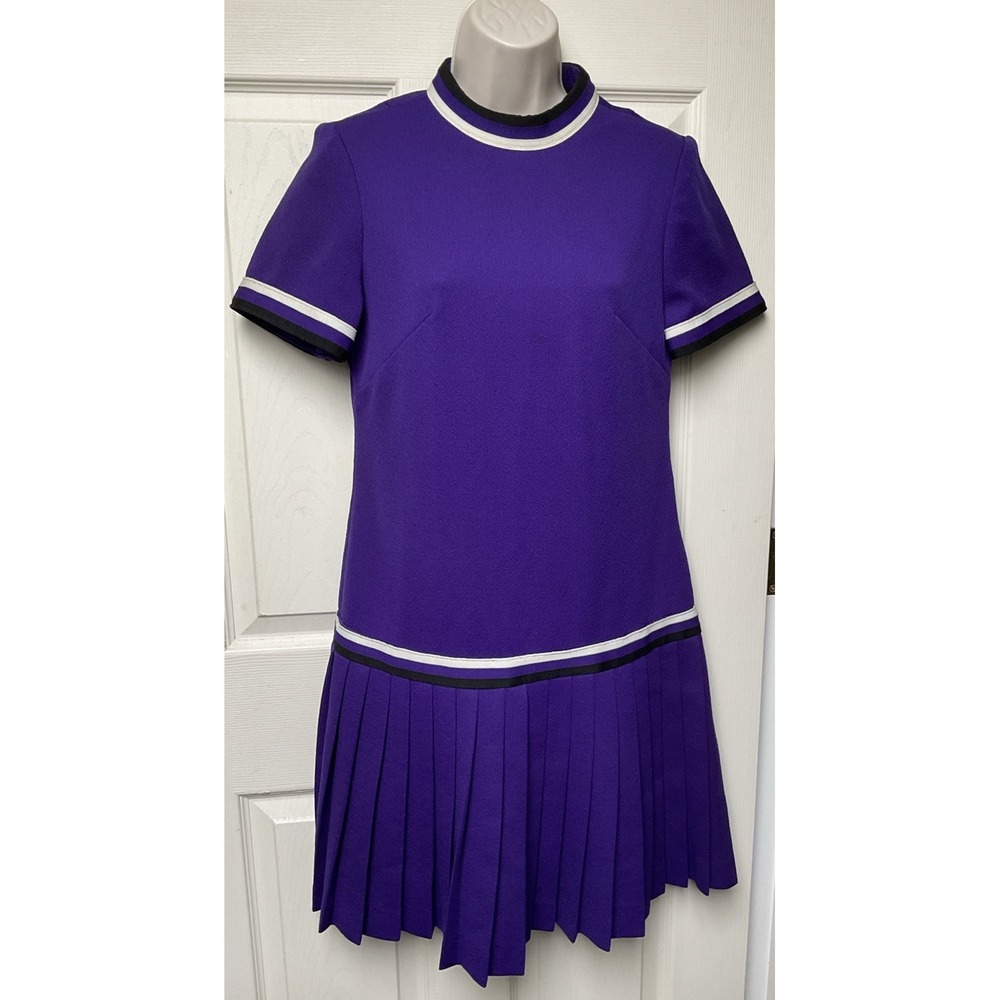 Puritan Forever Young Dress Purple Drop Waist Pleated Size Medium Purple 60s